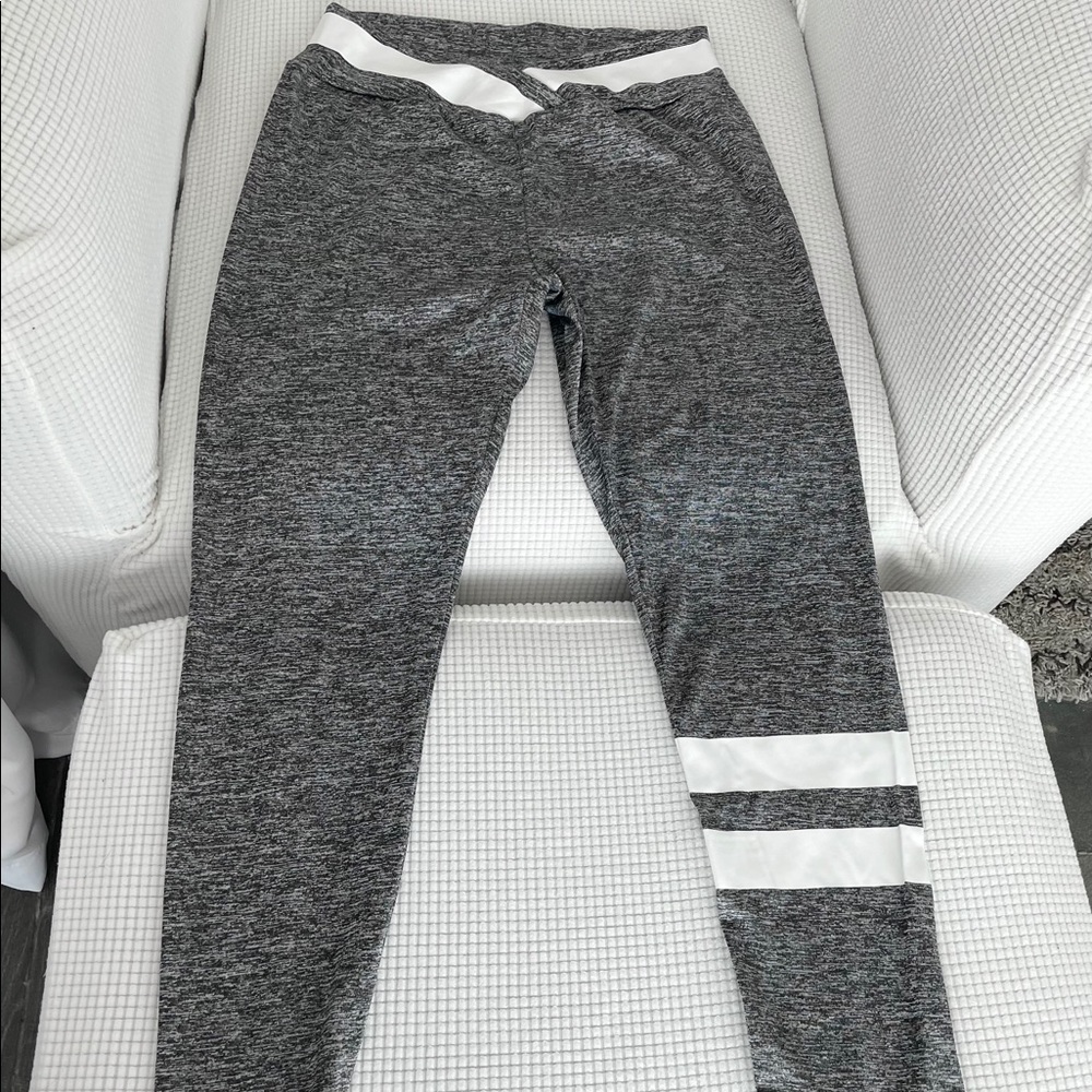 Gray Leggings White Sport Stripe Size 12